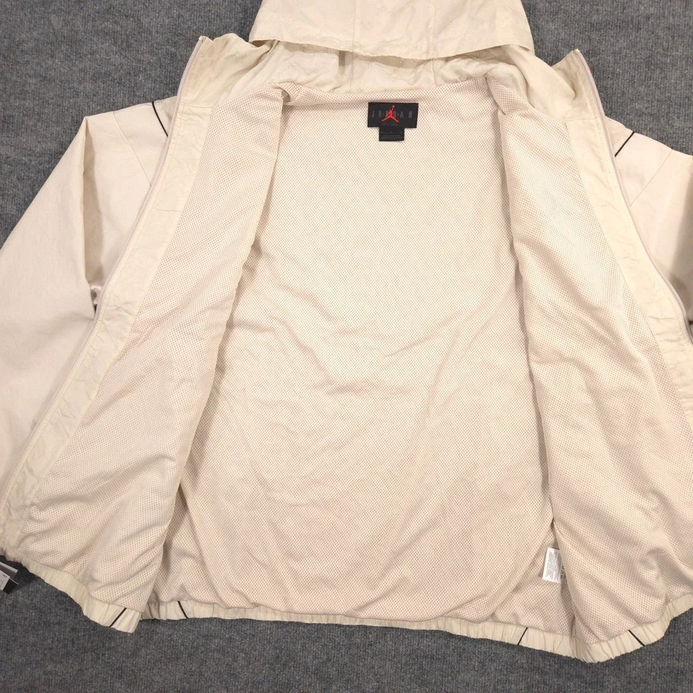 Jordan Brooklyn Hooded Draft Jacket Mens XL Beige Jumpman Jacquard Loose Fit NEW